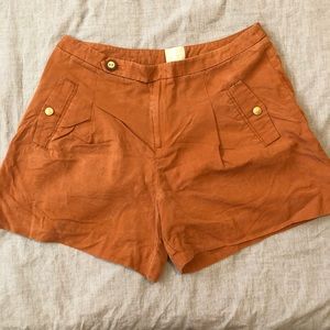Anthropology High Waisted linen Shorts